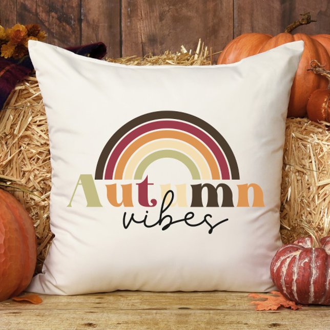 Retro Rainbo Autumn Vibes Plaid Fun Fall  Throw Pillow (Creator Uploaded)