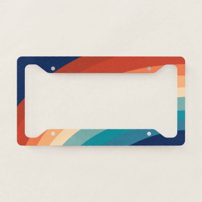 Retro Rainbow #1 #minimal #decor #art License Plate Frame (Front)