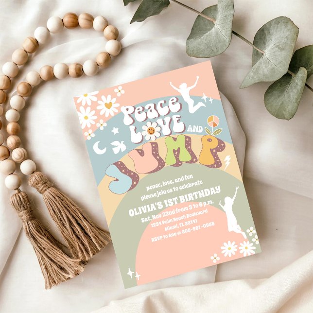 Retro Rainbow 1st Birthday Invitation (Creator Uploaded)