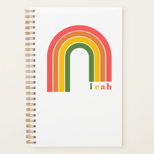 Retro Rainbow 4 Letter Name Personalized Planner