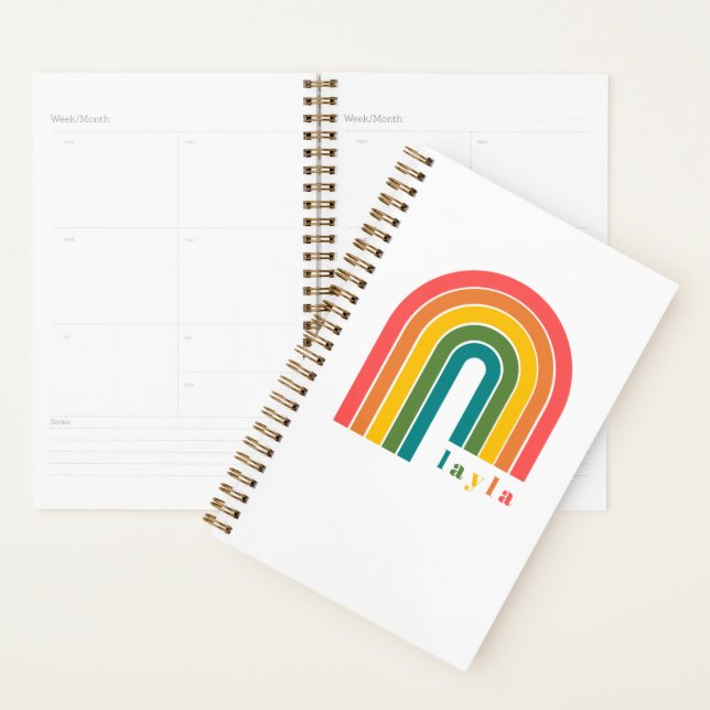 Retro Rainbow 5 Letter Name Personalized Planner (Display)