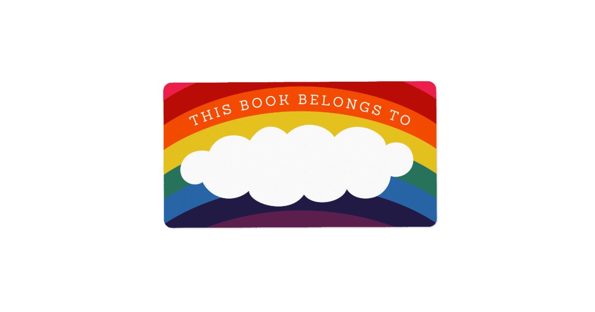 Retro Rainbow 70's This Book Belongs To Labels | Zazzle.com
