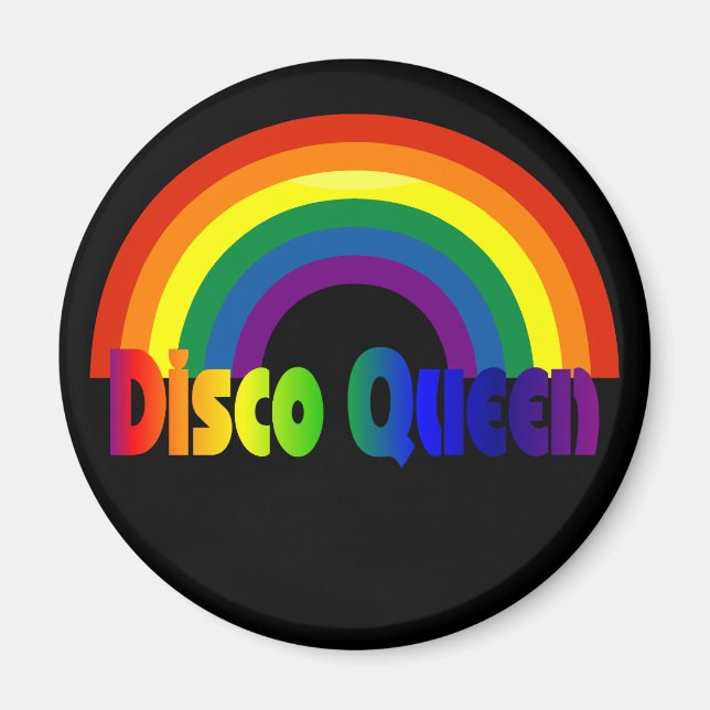 Retro Rainbow 80s Disco Queen Magnet (Front)
