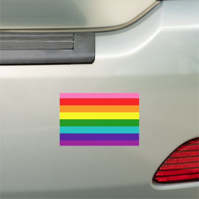 Retro Rainbow 8 Pride Car Magnet (In Situ)