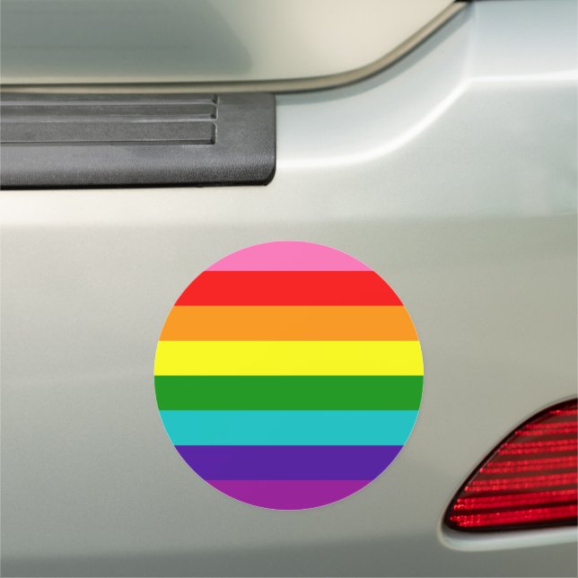 Retro Rainbow 8 Pride Car Magnet (In Situ)