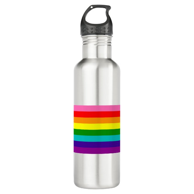 Retro Rainbow 8 Pride Stainless Steel Water Bottle (Front)