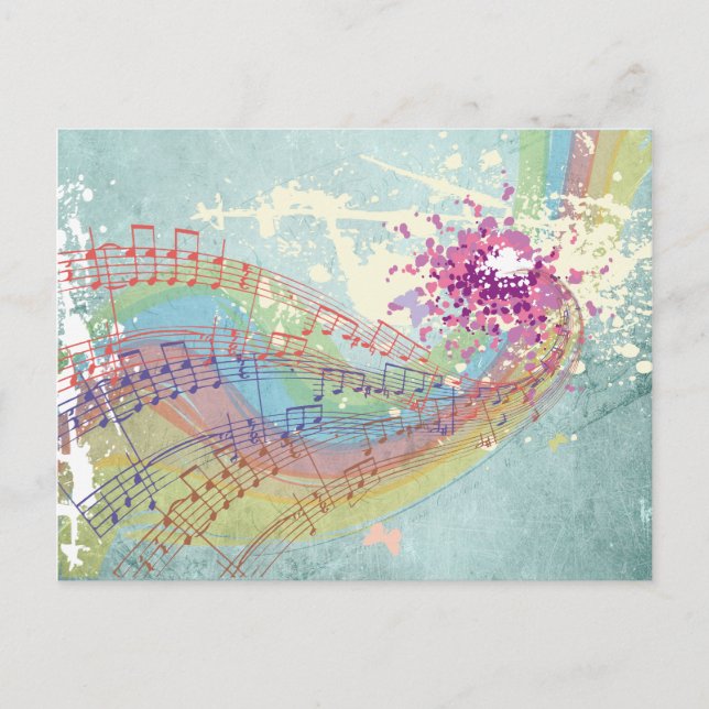 Retro Rainbow and Music notes on a shabby texture (Front)