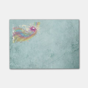 Retro Rainbow and Music Notes on a Shabby Texture