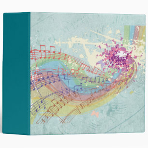 Retro Rainbow and Music Notes on a Shabby Texture 3 Ring Binder