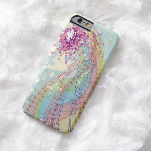 Retro Rainbow and Music Notes on a Shabby Texture Barely There iPhone 6 Case