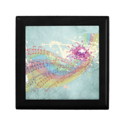 Retro Rainbow and Music Notes on a Shabby Texture Gift Box
