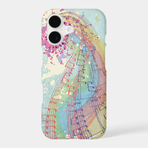 Retro Rainbow and Music Notes on a Shabby Texture iPhone 17 Case