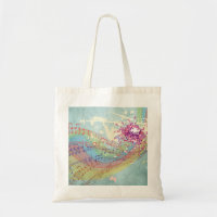 Retro Rainbow and Music Notes on a Shabby Texture