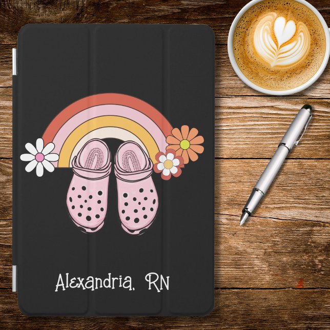 Retro Rainbow and Rubber Clogs Monogram Nursing  iPad Mini Cover (Creator Uploaded)