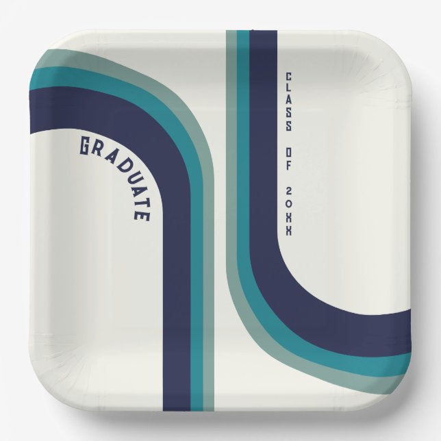Retro Rainbow Arch Graduation Party  Paper Plates (Front)