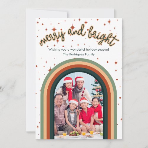 Retro Rainbow Arch Photo Christmas Holiday Card