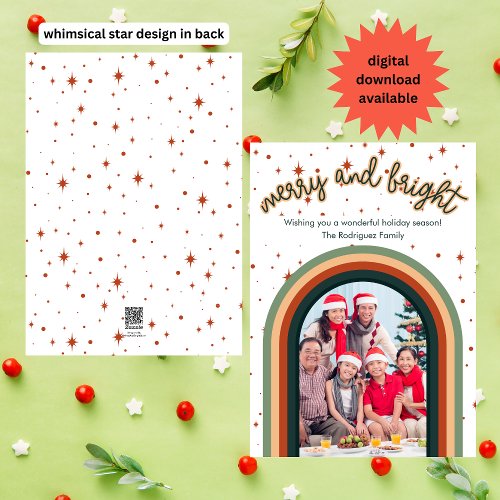 Retro Rainbow Arch Photo Christmas Holiday Card