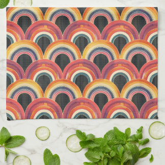 Retro Rainbow Arches Kitchen Towel
