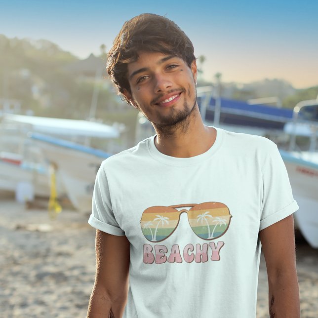 Retro Rainbow Beachy Sunglasses with Palm Trees T-Shirt (Creator Uploaded)