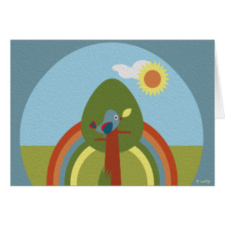Retro Rainbow Bird Cards