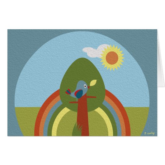 Retro Rainbow Bird Cards (Front Horizontal)