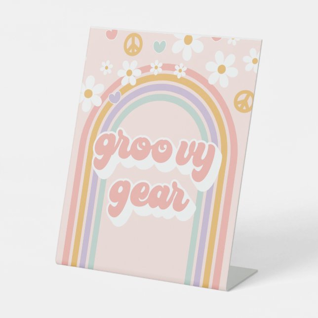 Retro Rainbow Birthday Groovy Gear Sign (Front)