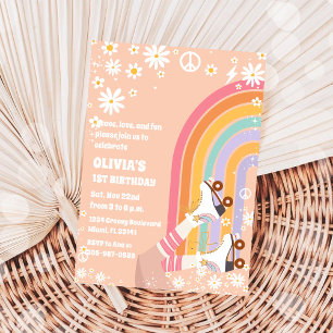 Retro Rainbow Birthday Invitation