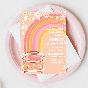 Retro Rainbow Birthday Invitation