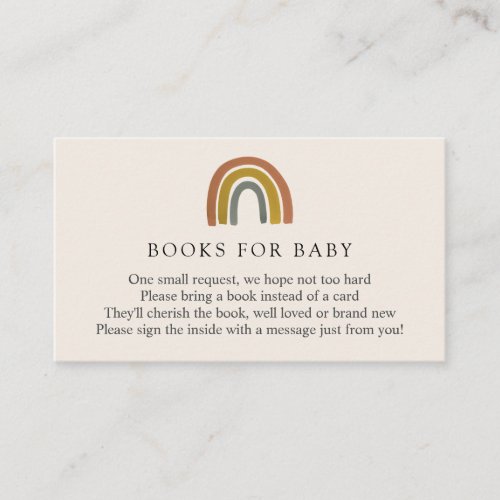 Retro Rainbow Books for Baby insert card