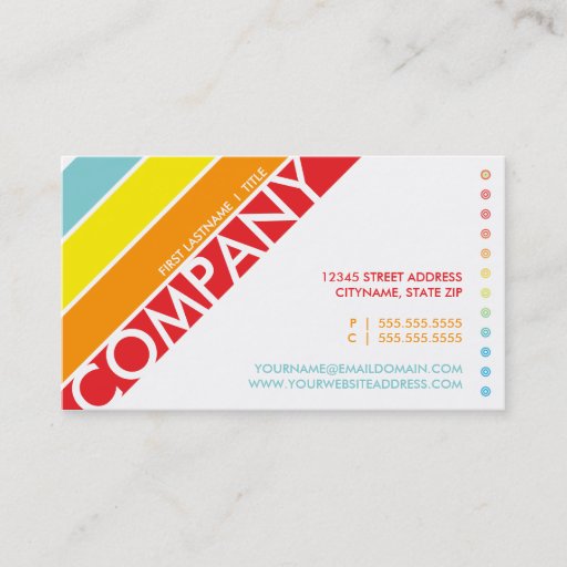 Customizable retro rainbow bullseye punchcard business card