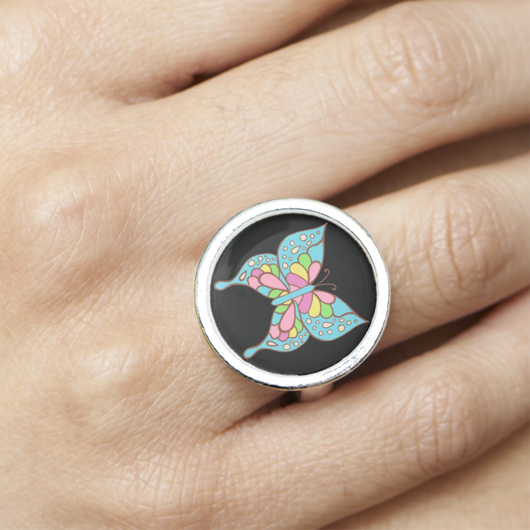Retro Rainbow Butterfly Ring (In Situ)