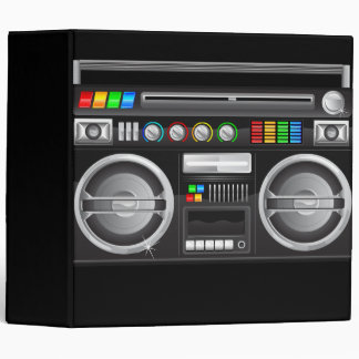 retro rainbow buttons boombox ghetto blaster binder