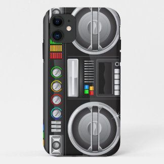 retro rainbow buttons boombox ghetto master iPhone 11 case