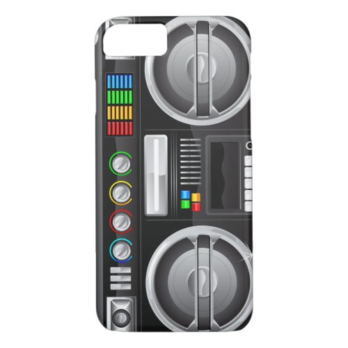 retro rainbow buttons boombox ghetto master iPhone 87 case