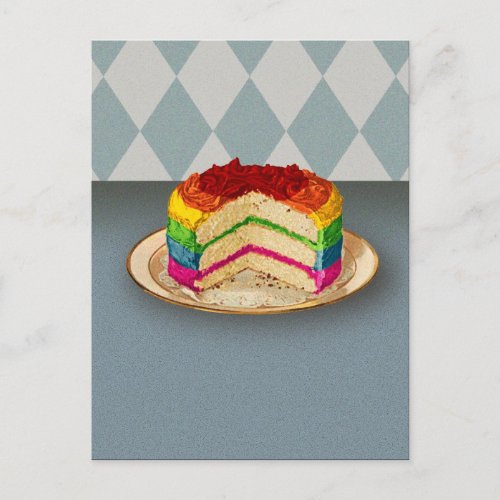 Retro Rainbow Cake Postcard