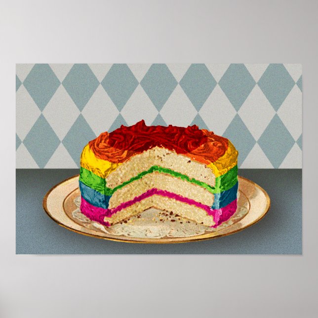 Retro Rainbow Cake Poster (Front)