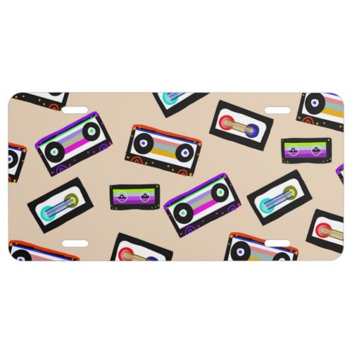 Retro Rainbow Cassette Tapes 1 wall art License Plate