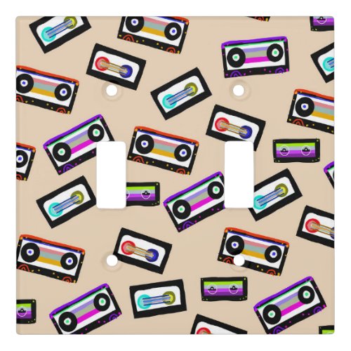 Retro Rainbow Cassette Tapes 1 wall art Light Switch Cover