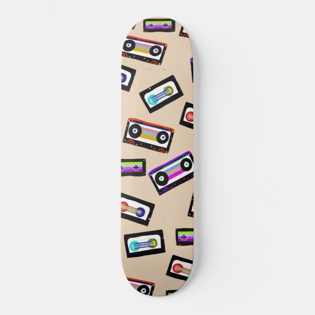 Retro Rainbow Cassette Tapes #1 #wall #art Skateboard (Front)