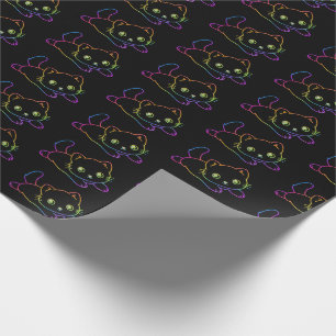 Retro Rainbow Cat Kawaii Animal Magical Kitten Wrapping Paper