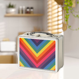 Retro Rainbow Chevron Colorful Metal Lunch Box