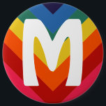 Retro Rainbow Chevron Monogram Button<br><div class="desc">Customize the font itself,  and color</div>