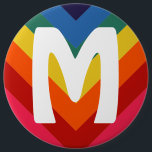 Retro Rainbow Chevron Monogram Button<br><div class="desc">Customize the font itself,  and color</div>
