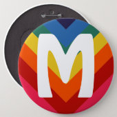 Retro Rainbow Chevron Monogram Button (Front & Back)