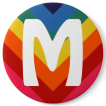 Retro Rainbow Chevron Monogram Button