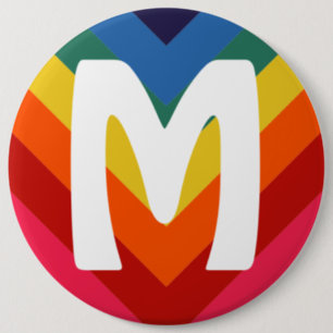 Retro Rainbow Chevron Monogram Button