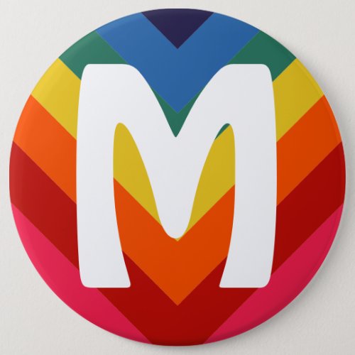Retro Rainbow Chevron Monogram Button