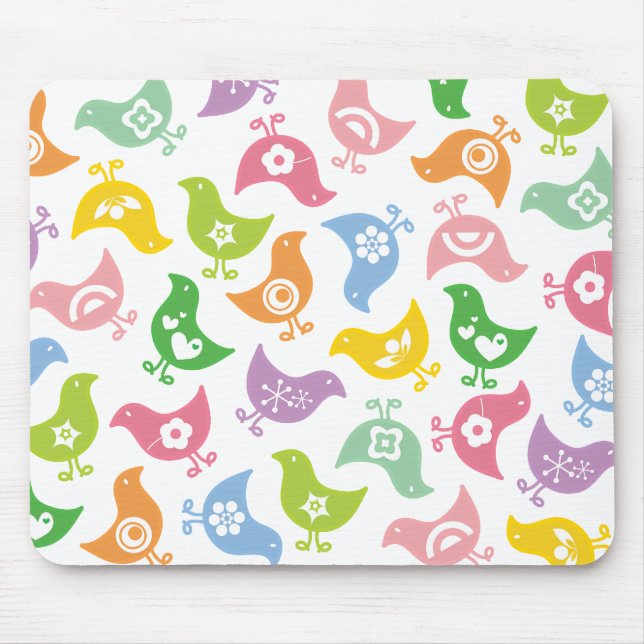 Retro Rainbow Chicks Fun Pattern Custom Mousepad (Front)