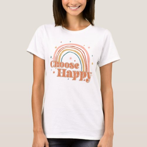 Retro Rainbow Choose Happy T_Shirt
