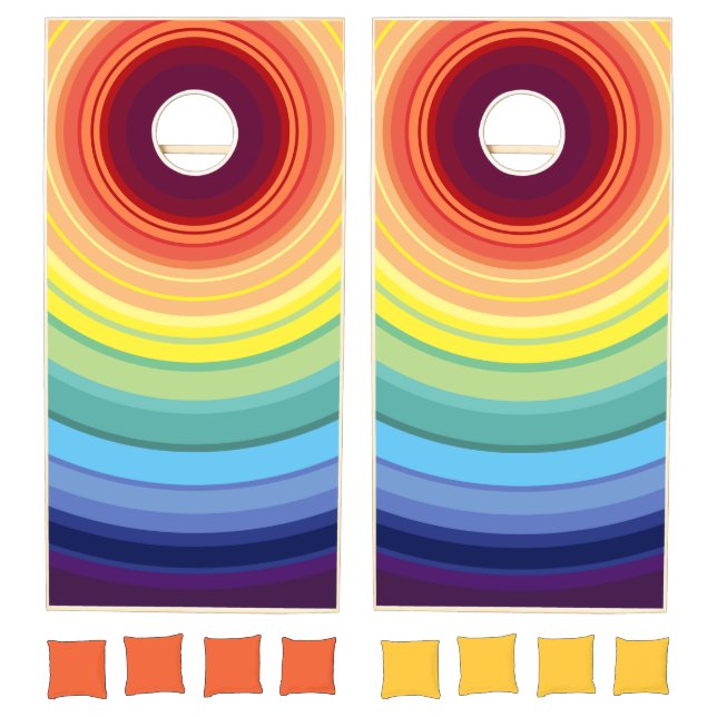 retro rainbow circles cornhole cornhole set (Set)
